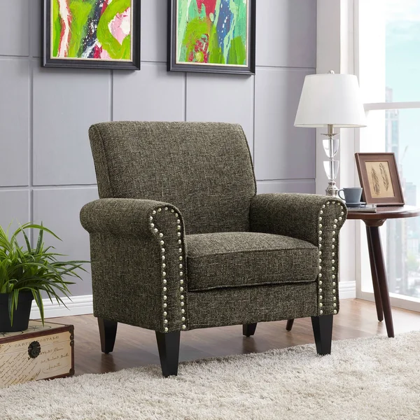 Copper Grove Herve Rolled Arm Chair - Bark Brown Chenille
