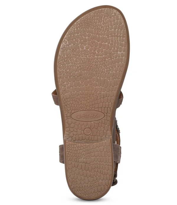 Aetrex Sheila Beaded Leather Thong Sandals - 35(5/5.5M)