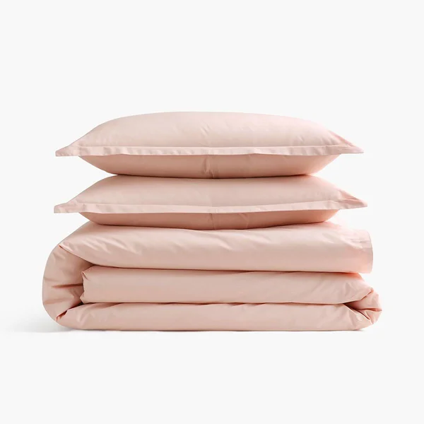 Organic Cotton Percale Duvet Set in Gray Sky, Size Full/Queen by Under The Canopy