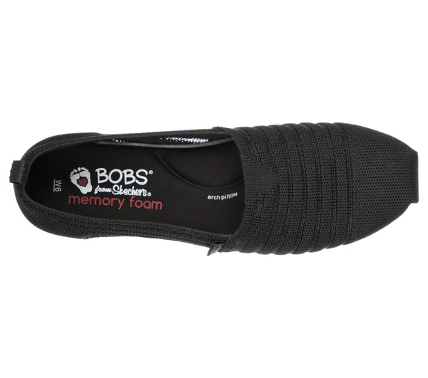 Skechers Women's Bobs Plush - Golden Hour Flats - Black/Black, 8.5