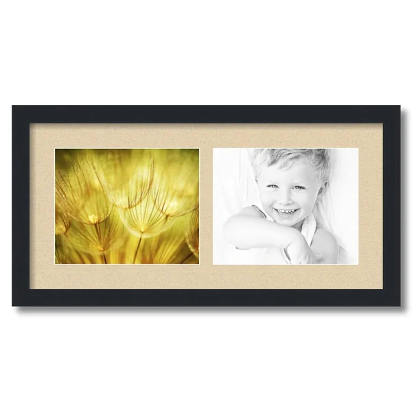 ArtToframes Collage Picture Frame, Satin Black Frame with 2 openings for 8x10 photos