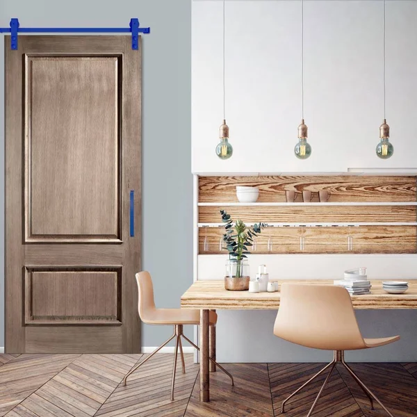 Premium J-Strap Barn Door Hardware Set w/ 6& Track for 1 3/4x22 Doors - Blue Ribbon