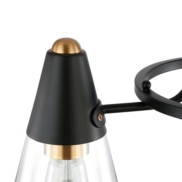 Light Society Petra 3-Light Chandelier - Black/Brass