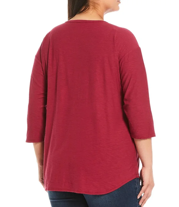 Westbound Plus Size 34 Sleeve Seam Solid Cotton Blend Tee, Womens, 2X, Antique Green - Dillard&s Exclusive