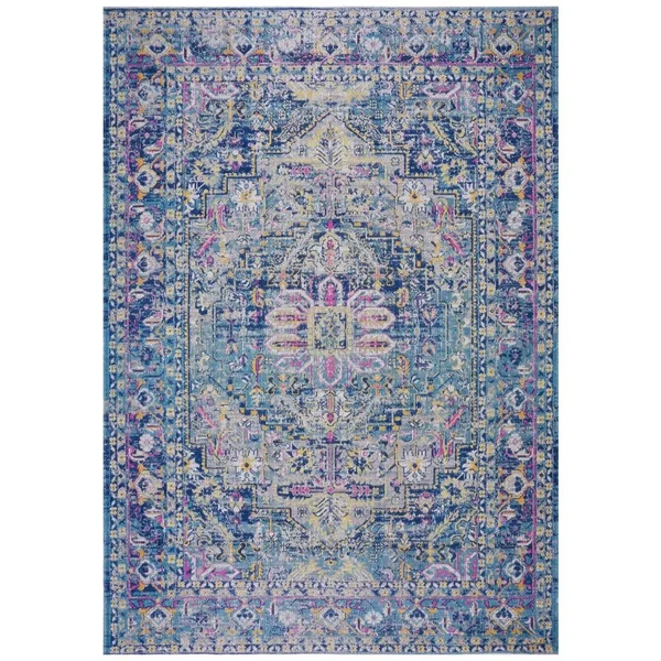 Ladole Rugs Timeless Collection Rowen Beautiful Blue Traditional Indoor Outdoor Area Rug Carpet - 7x10 (6'5 inch x 9'5 inch, 200