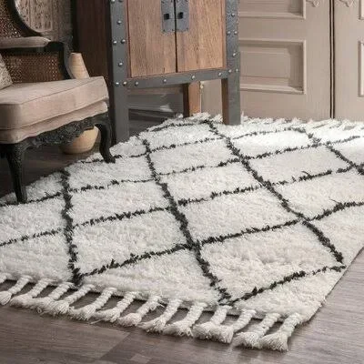 Twinar Geometric Hand-Knotted Wool Off White/Dark Gray Area Rug Langley Street Rug Size: Rectangle 6& x 9&