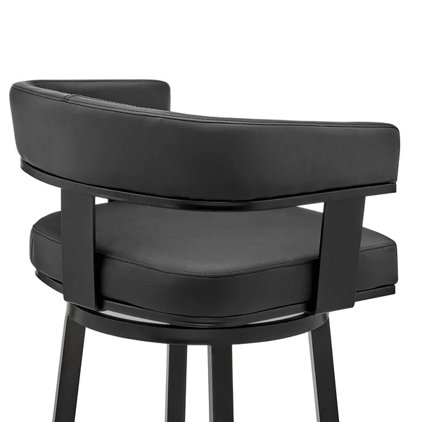 30x22 Cohen Barstool with Black Faux Leather Black Finish - Armen Living