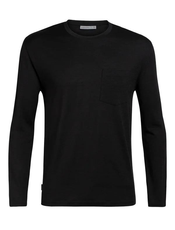 Icebreaker Men's Ravyn Long Sleeve Pocket Crewe Black - M