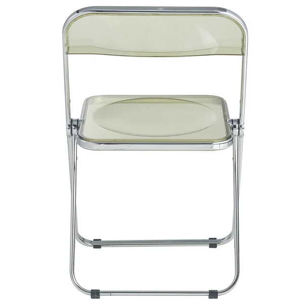 LeisureMod Lawrence Acrylic Folding Chair with Metal Frame Amber - Set of 2