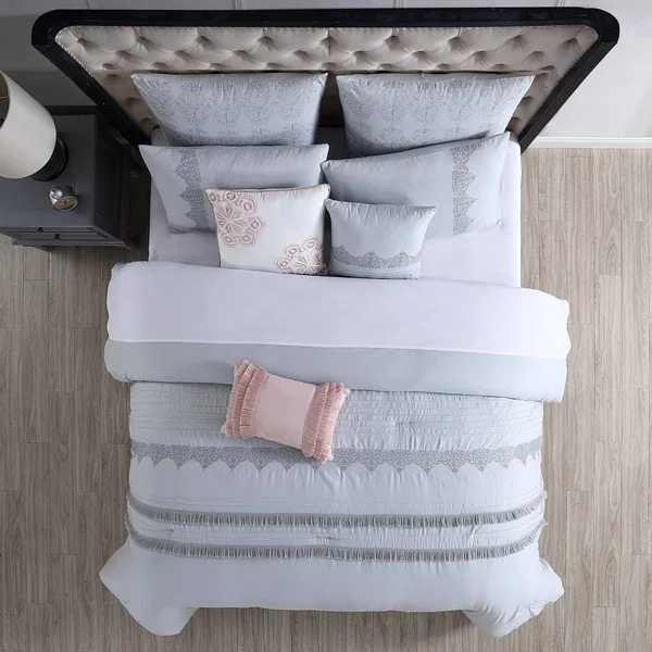 Modern Threads Rivera 8 Piece Embroidered Comforter Set Grey