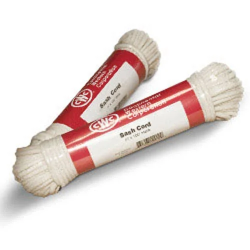 Cwc Glazed Sash Cord - Size #6, 3/16' x 100 ft., White (Pack of 12 Hanks)