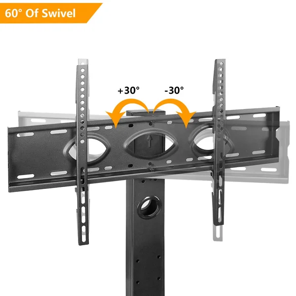 Modern Black Rolling TV Stand for TVs Up to 70 inch Black Metal Shelf