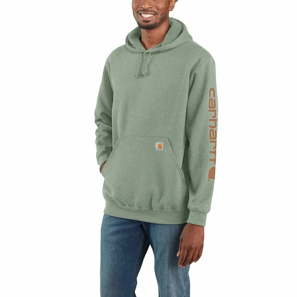 Carhartt Midweight Hooded Logo Sweatshirt, Leaf Green Heather, 4XL Regular