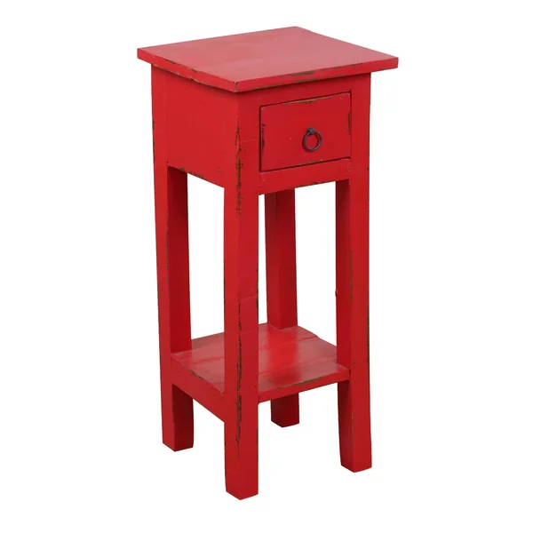 Sunset Trading Shabby Chic Cottage Light Distressed Red Narrow Side Table