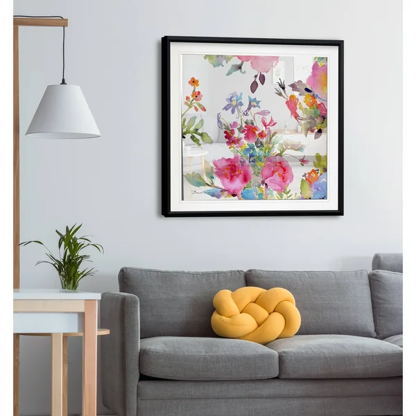 Watercolor Flower Composition I -Framed Giclee Print - 38x38