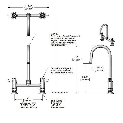 Tu0026S Brass 5F-8DLS05 Deck Mount Faucet