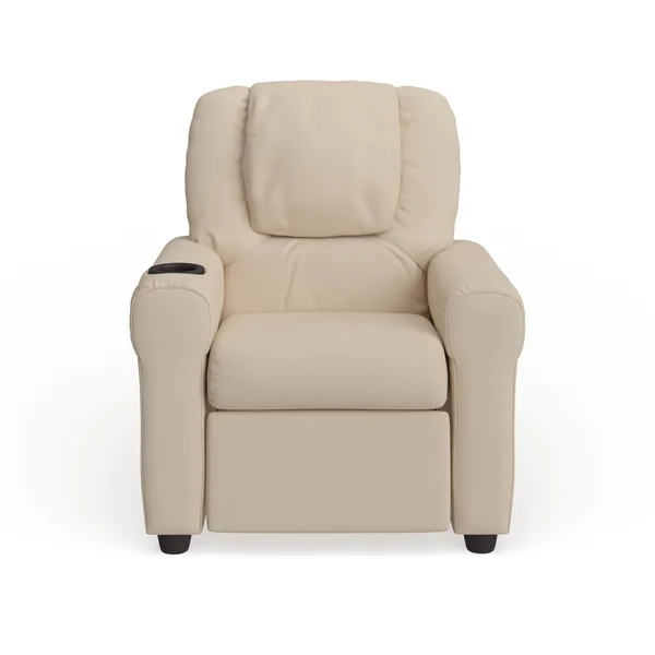 Lancaster Home Contemporary Yellow Vinyl Kids Recliner with Cup Holder and Headrest