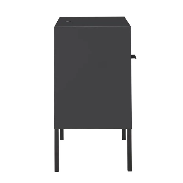 Bowery Hill Open Metal Shelf Nightstand with USB Port in Gray