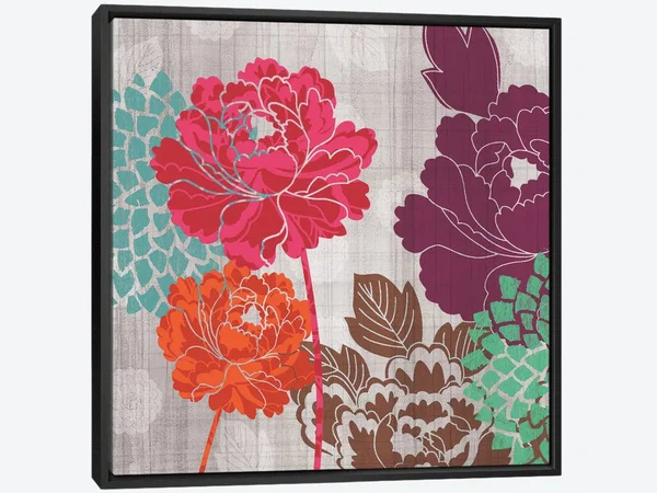Framed Canvas Art - Peony Patterns I by Tandi Venter ( Floral & Botanical > Flowers > Peonies art)