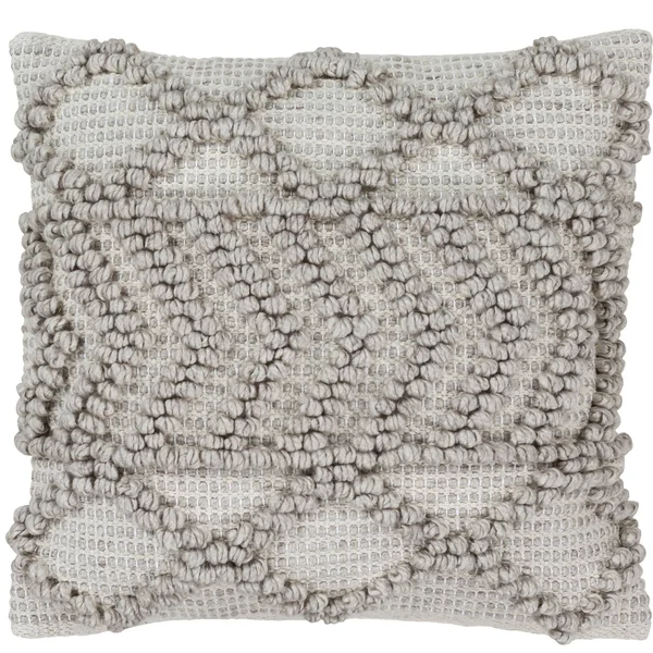 22x22 Ivory Knitted Square Throw Pillow Cover with Knife Edge