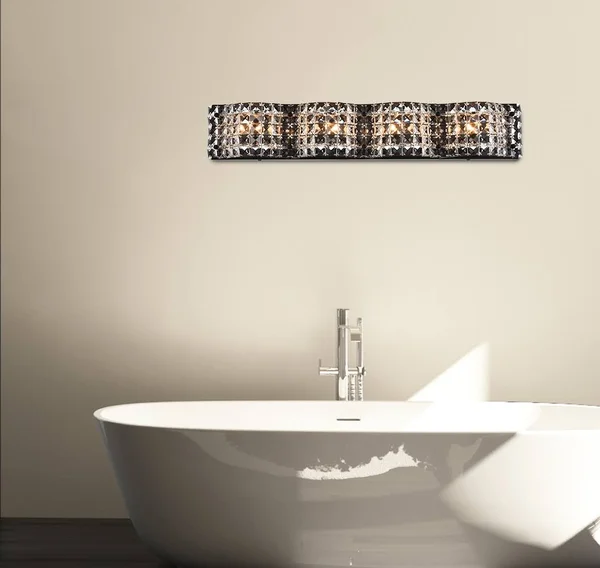 Ollie 4 Light Bath Sconce in Black with Clear Crystals LD7017BK