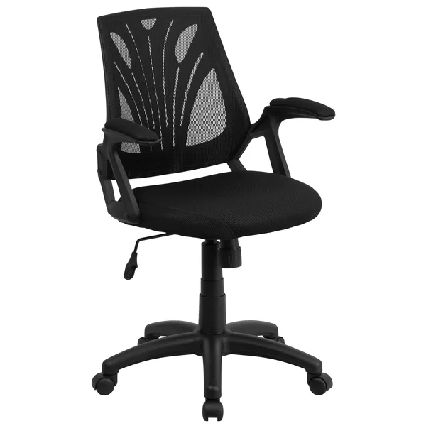 Lancaster Home Mid-Back Black Mesh Chair with Mesh Seat