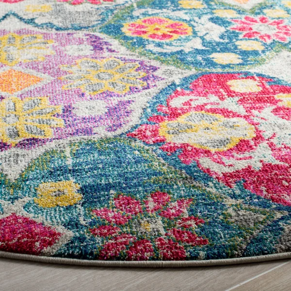 Safavieh Monaco MNC248R 6&7x22 x 6&7x22 Square Grey - Fuchsia Area Rug
