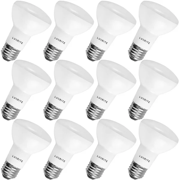 Luxrite BR20 LED Bulb 6.5W\x3d45W Dimmable 460lm R20 LED Flood Light Bulb Damp Rated UL Listed E26 Base (12 Pack) 6500K (Dayligh