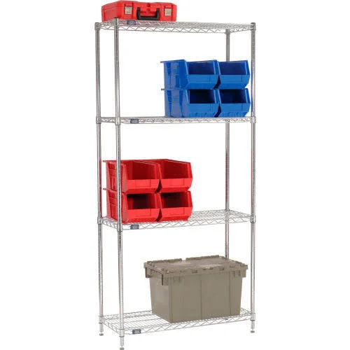 Nexel Chrome Wire Shelving Starter - 42x22W x 14x22DX 74x22H 14427C