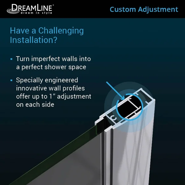 DreamLine SHDR-4125720-01 Elegance 25 1/4 - 27 1/4x22 Frameless Pivot Shower Door Chrome Finish