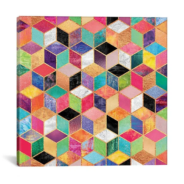 Mercer41 Colorful Cubes Graphic Art on Wrapped Canvas