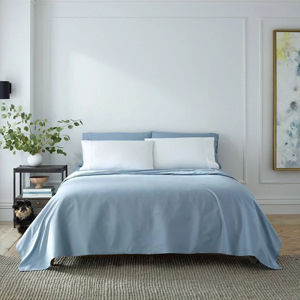 Under The Canopy Organic Sateen Sheet Set Celestial Blue, Queen