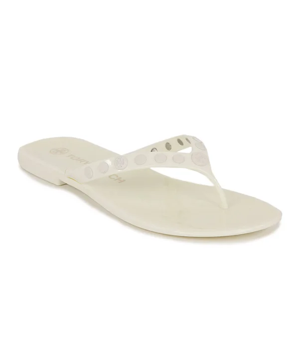 Tory Burch Women's Sandal Ivory Studded Jelly Flip-Flop 6