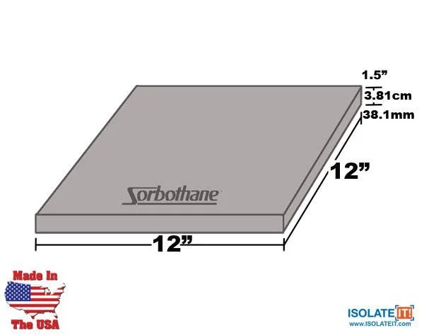 Sorbothane 12 x 12 Sheet Stock 0.188x22 -- 3/16x22 -- 4.775mm, 40