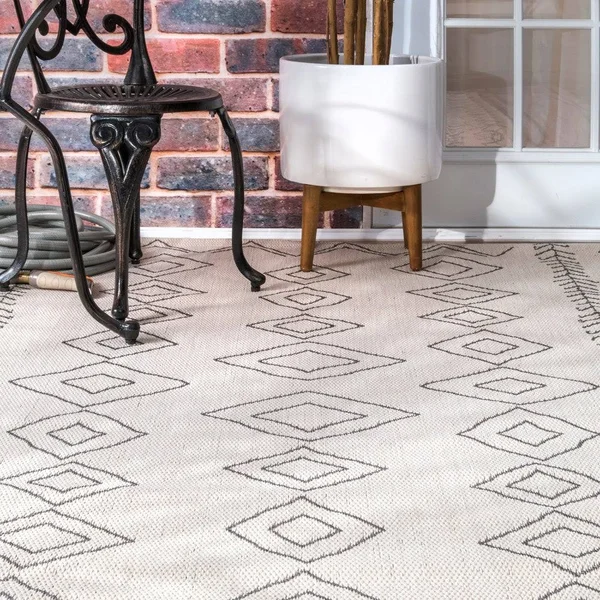 nuLOOM Serna Moroccan Diamonds Blue 11 ft. x 15 ft. Indoor/Outdoor Area Rug
