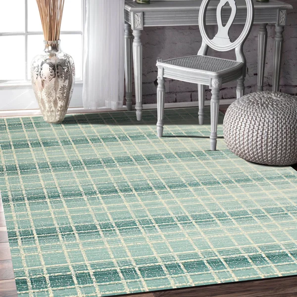 ABC Marie Checkered Blue Modern Rug 5&4x22 x 7&7x22
