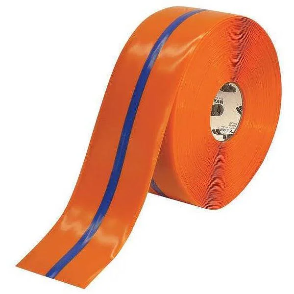 Mighty Line 4ROBCTR Ind Floor Tape - Roll, Orange/Blue, Vinyl