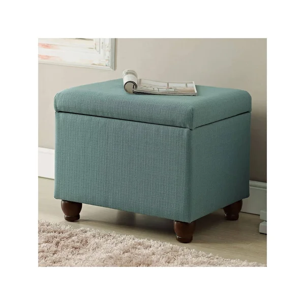 HomePop Linen Storage Ottoman, Turquoise/Blue
