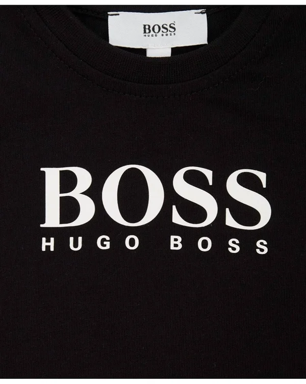 Boss Kidswear Boys Black Cotton Logo T-Shirt