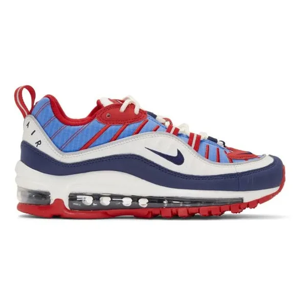 Nike White and Blue Air Max 98 Sneakers
