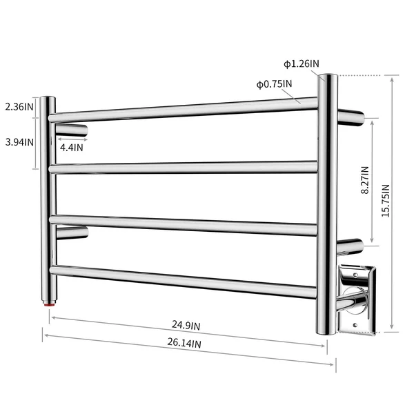 HEATGENE 4 Bar Wall-Mounted Plug-In, Hard-wiring Towel Warmer, Black