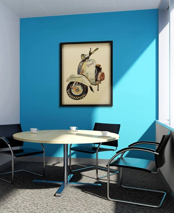 Empire Art Direct Scooter Dimensional Art Collage Hand Signed by Alex Zeng Framed Graphic Wall Art