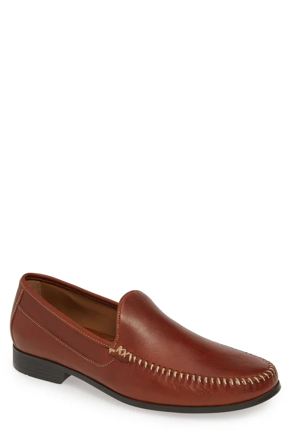 Johnston & Murphy Men's Cresswell Whipstitch Venetian Loafers - Cognac