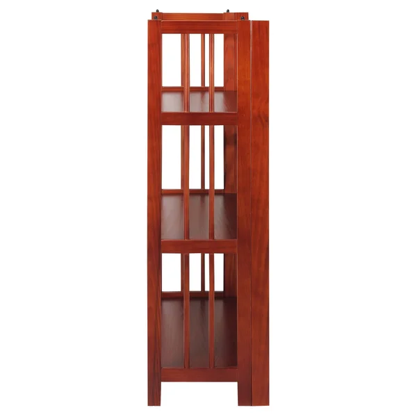 Folding 3 Tier Bookshelf (Stackable) Mahogany