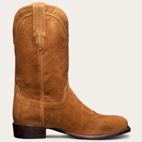 Tecovas - Men's Suede Square Toe Cowboy Boot, Tan Brown 14 EE-Wide