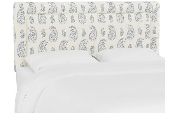 Collins Headboard - Paisley - Cal King - Denim/Beige