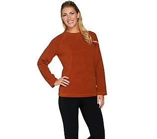 Denim & Co. Baby Sherpa Crew Neck Sweatshirt - Size 1X, Rich Rust