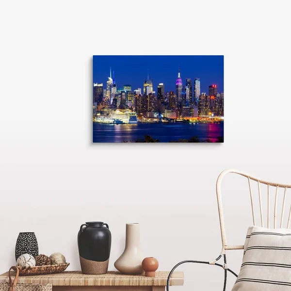 New York, Manhattan, Midtown Skyline Across The Hudson River, Large Solid-Faced Canvas Wall Art Print, Great Big Canvas