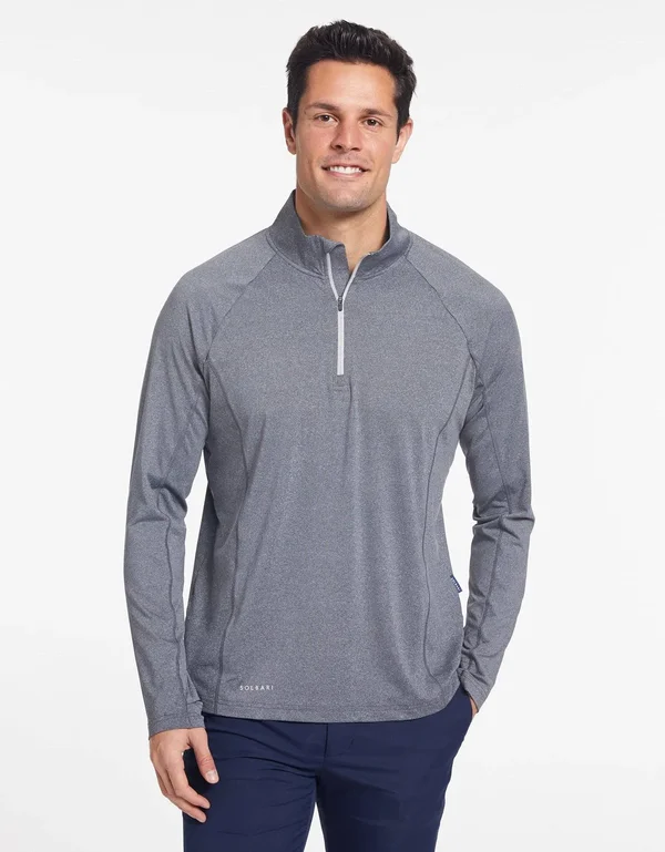 UPF 50+ Sun Protective Long Sleeve Quarter Zip Top for Men, Solbari Dark Grey