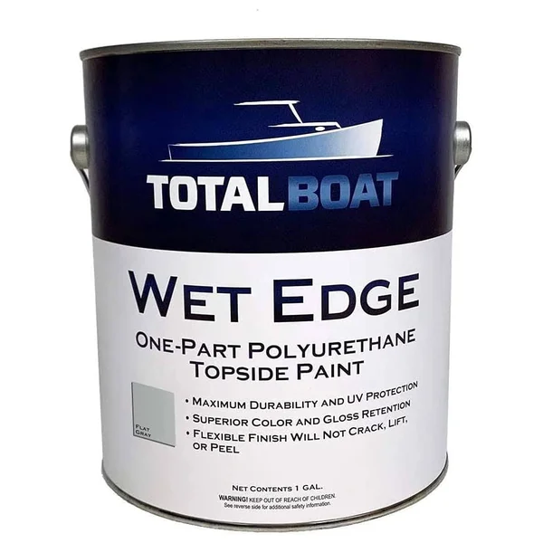 TotalBoat Wet Edge Marine Topside Paint for Boats - Fiberglass, and Wood (Flat Gray, Gallon)